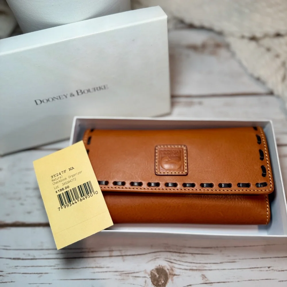 NWOT Dooney & Bourke Florentine Checkbook Organizer Wallet - Natural - Picture 7 of 7